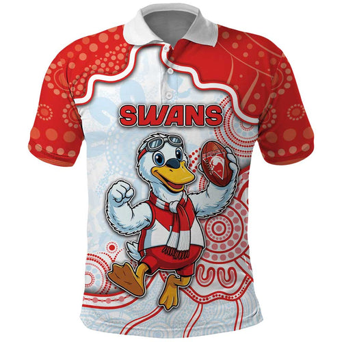 Custom Swans Football Polo Shirt Aboriginal Dot Art Pattern