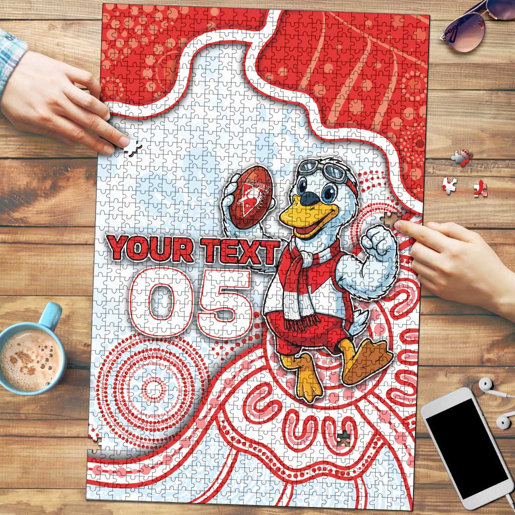 Custom Swans Football Puzzle Aboriginal Dot Art Pattern