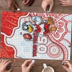 Custom Swans Football Puzzle Aboriginal Dot Art Pattern