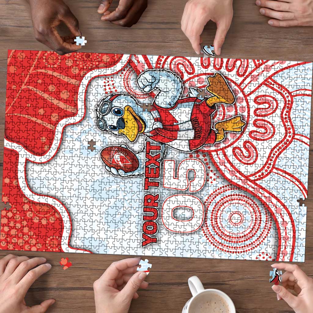 Custom Swans Football Puzzle Aboriginal Dot Art Pattern