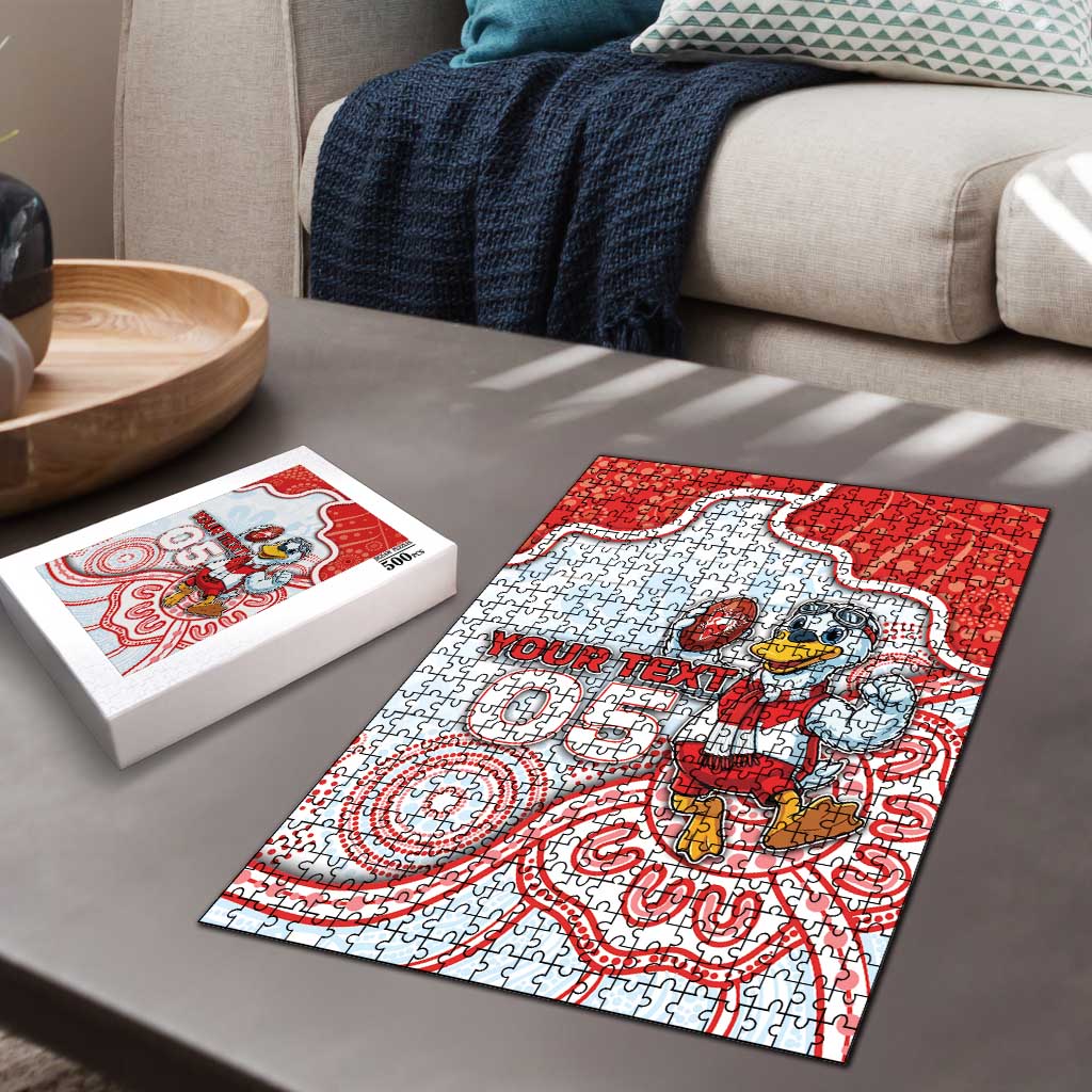 Custom Swans Football Puzzle Aboriginal Dot Art Pattern