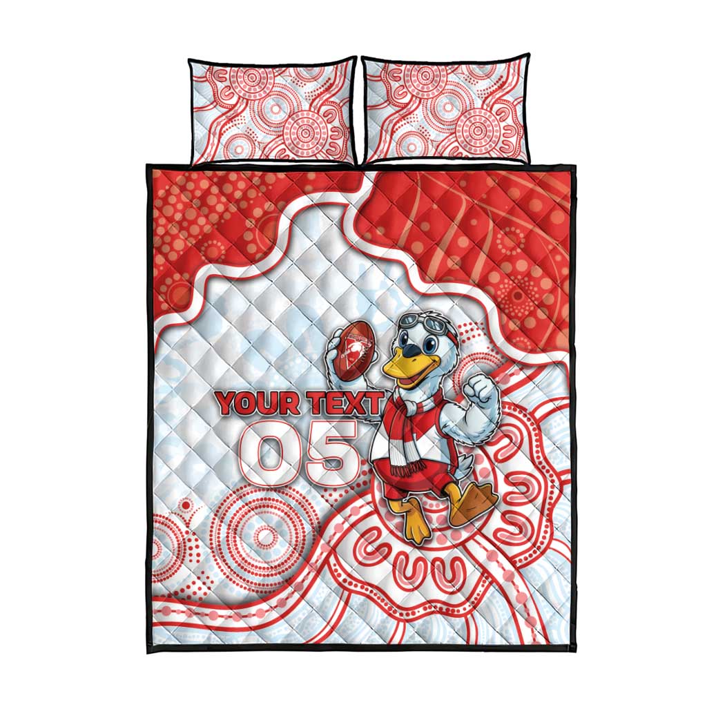 Custom Swans Football Quilt Bed Set Aboriginal Dot Art Pattern