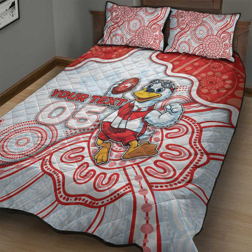 Custom Swans Football Quilt Bed Set Aboriginal Dot Art Pattern