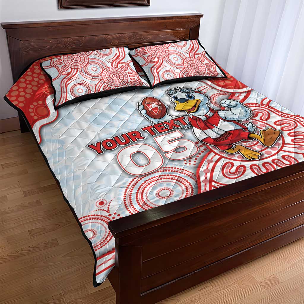 Custom Swans Football Quilt Bed Set Aboriginal Dot Art Pattern