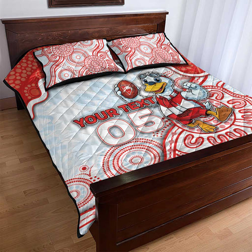 Custom Swans Football Quilt Bed Set Aboriginal Dot Art Pattern
