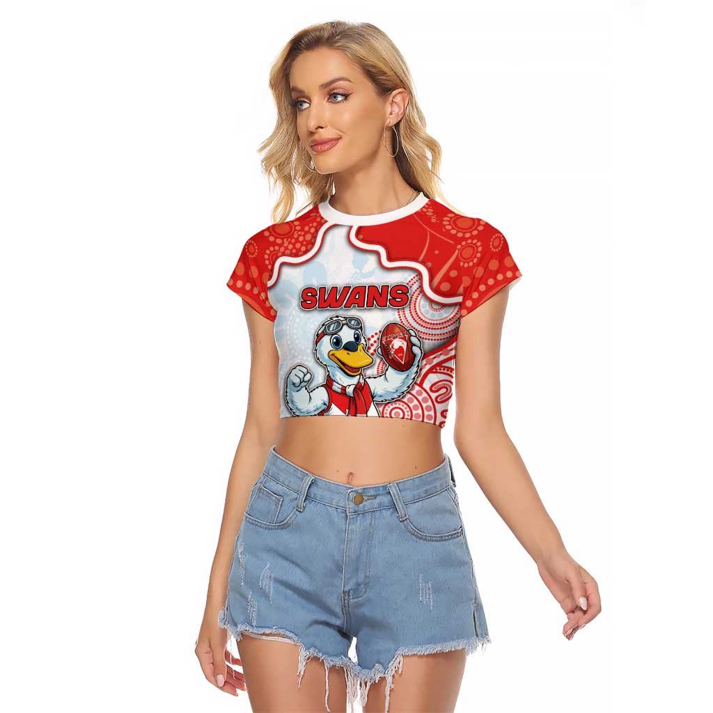 Custom Swans Football Raglan Cropped T Shirt Aboriginal Dot Art Pattern