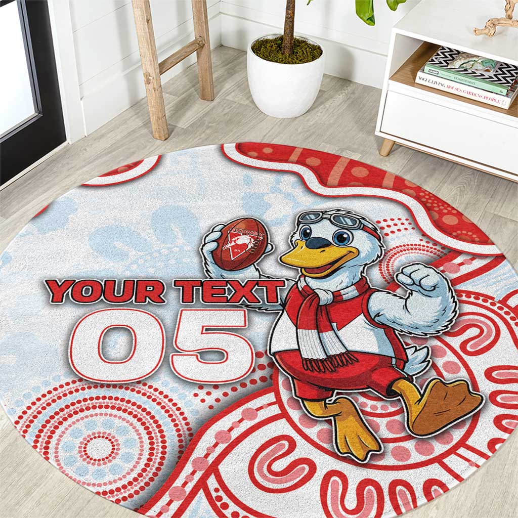 Custom Swans Football Round Carpet Aboriginal Dot Art Pattern