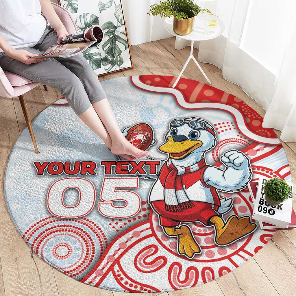 Custom Swans Football Round Carpet Aboriginal Dot Art Pattern