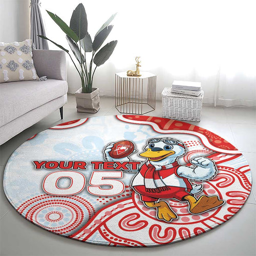 Custom Swans Football Round Carpet Aboriginal Dot Art Pattern