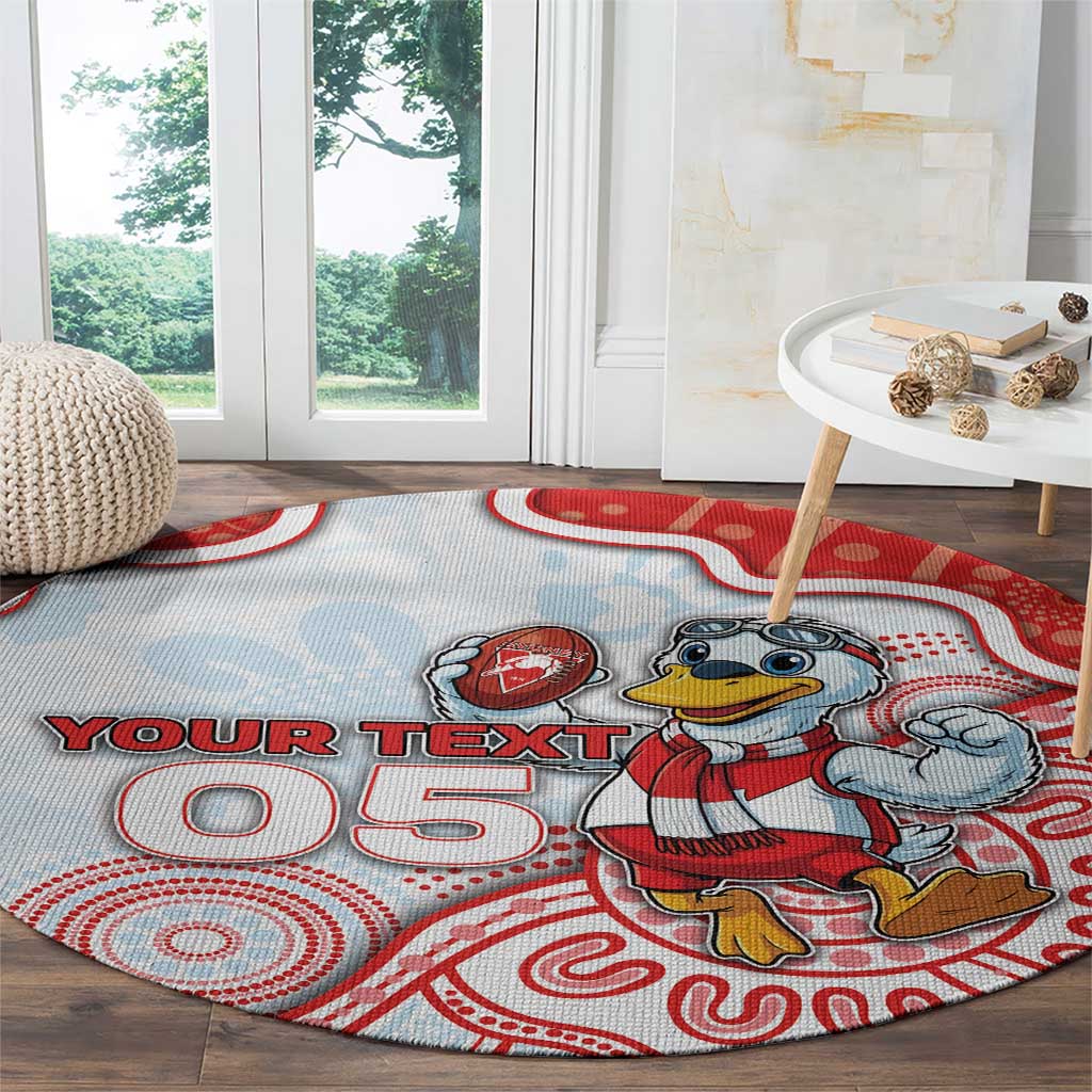 Custom Swans Football Round Carpet Aboriginal Dot Art Pattern