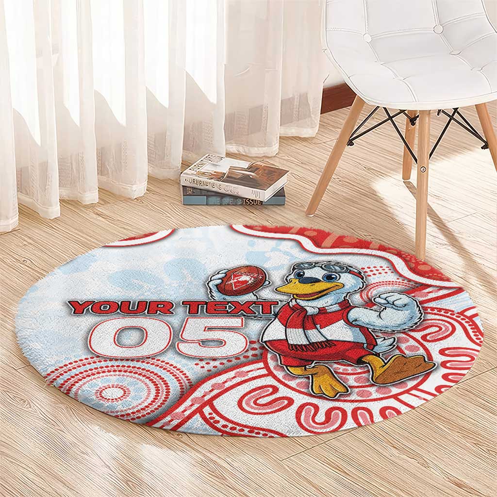 Custom Swans Football Round Carpet Aboriginal Dot Art Pattern