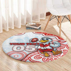 Custom Swans Football Round Carpet Aboriginal Dot Art Pattern