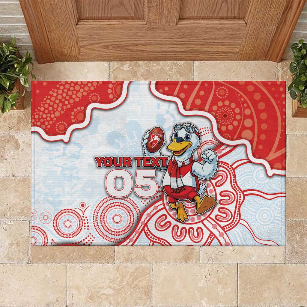 Custom Swans Football Rubber Doormat Aboriginal Dot Art Pattern