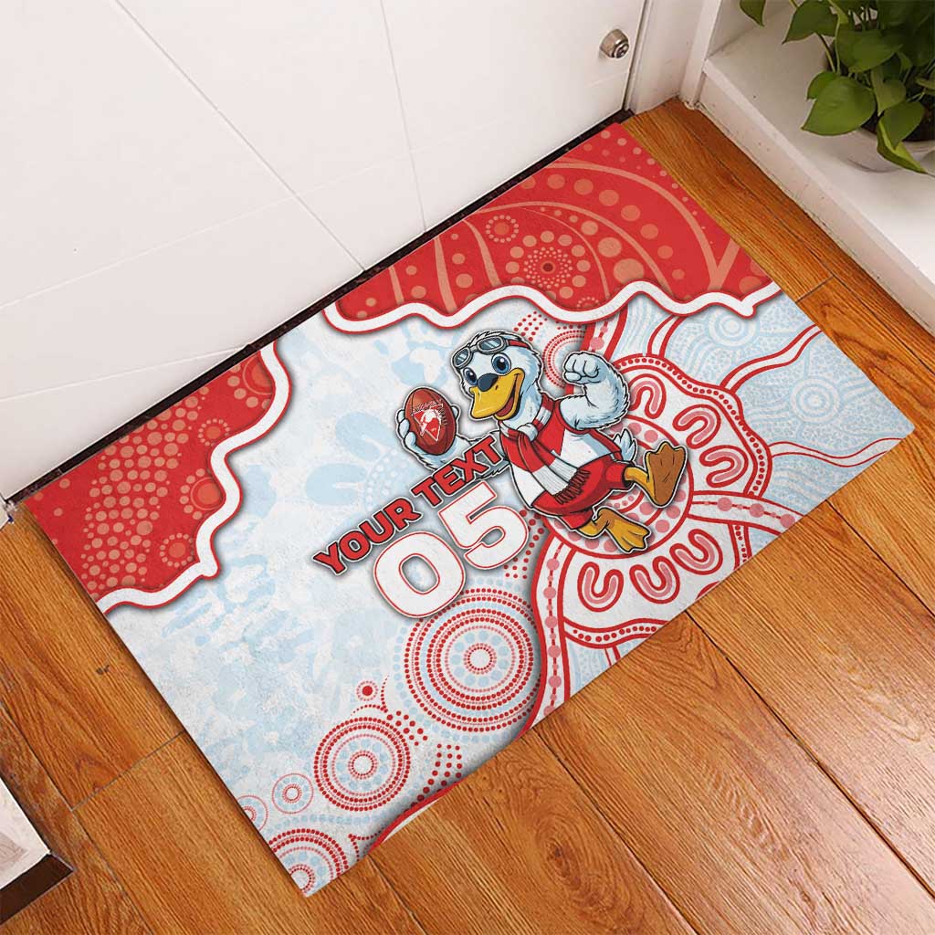 Custom Swans Football Rubber Doormat Aboriginal Dot Art Pattern