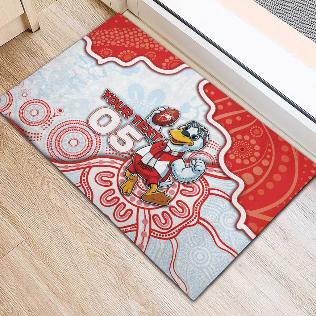 Custom Swans Football Rubber Doormat Aboriginal Dot Art Pattern