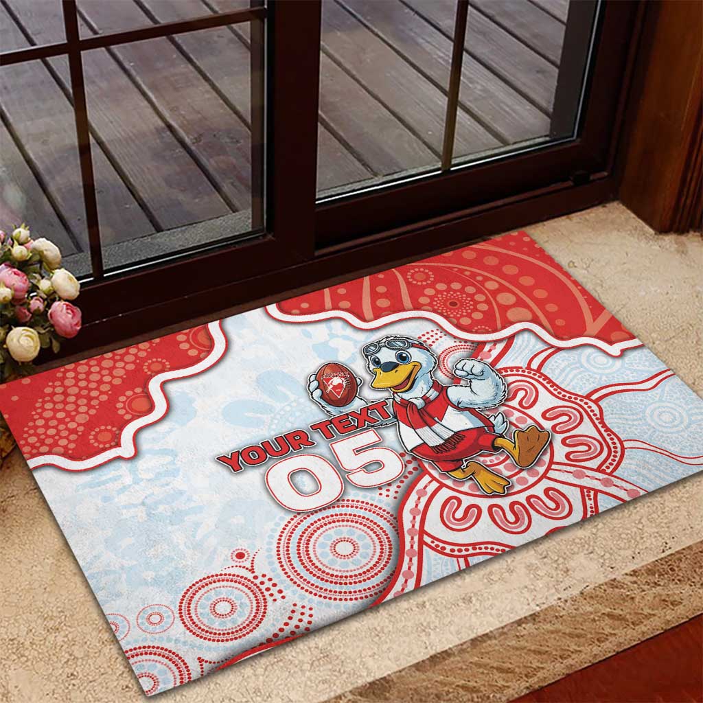 Custom Swans Football Rubber Doormat Aboriginal Dot Art Pattern