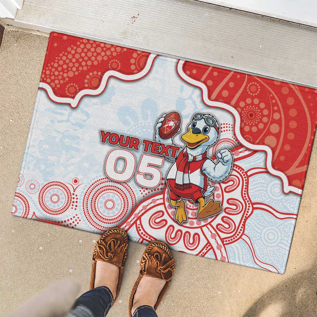 Custom Swans Football Rubber Doormat Aboriginal Dot Art Pattern