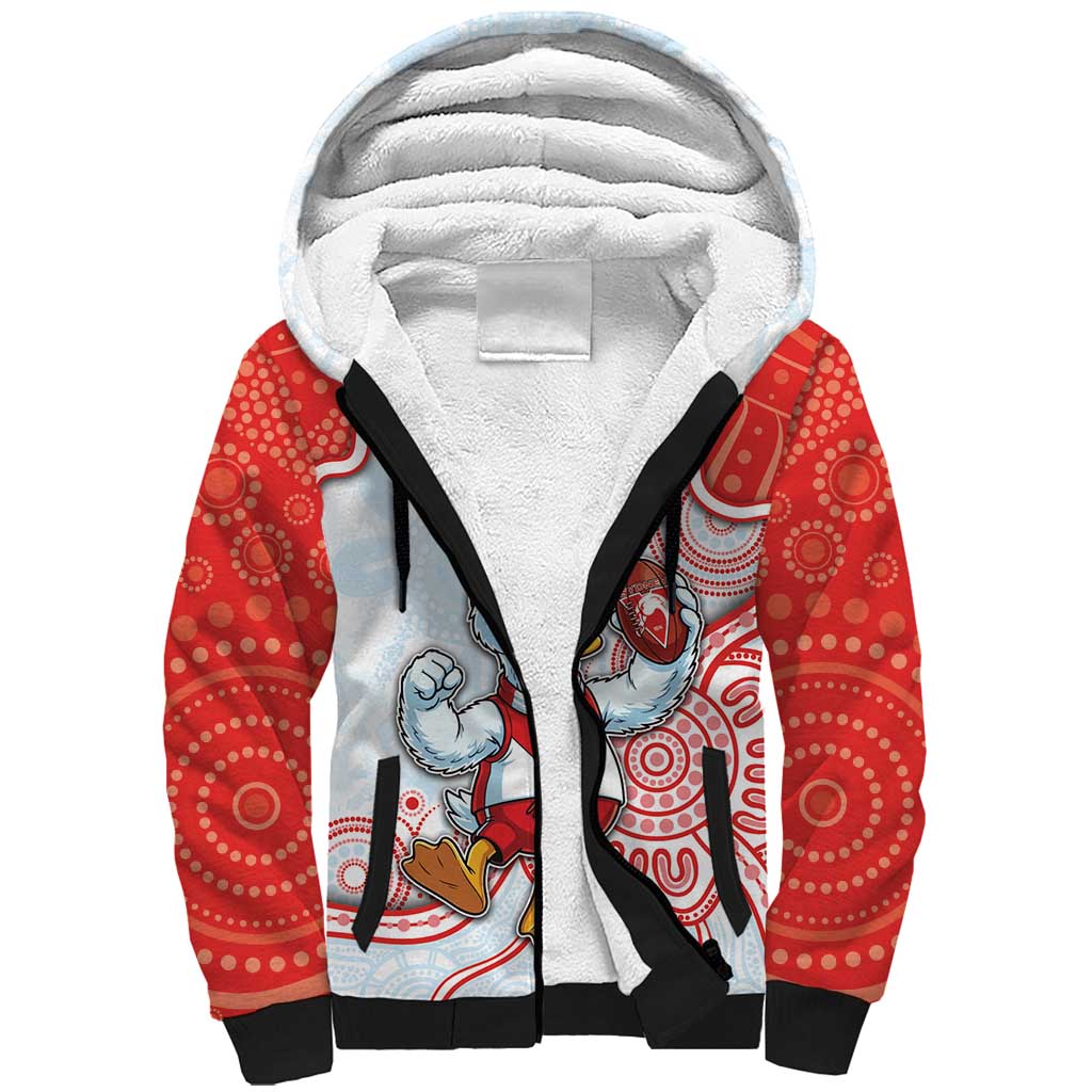 Custom Swans Football Sherpa Hoodie Aboriginal Dot Art Pattern