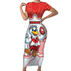 Custom Swans Football Short Sleeve Bodycon Dress Aboriginal Dot Art Pattern