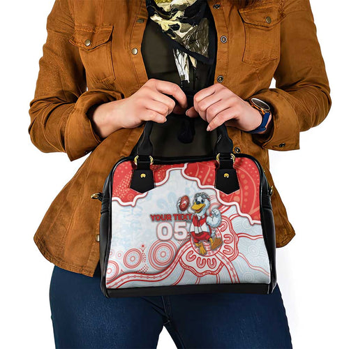 Custom Swans Football Shoulder Handbag Aboriginal Dot Art Pattern