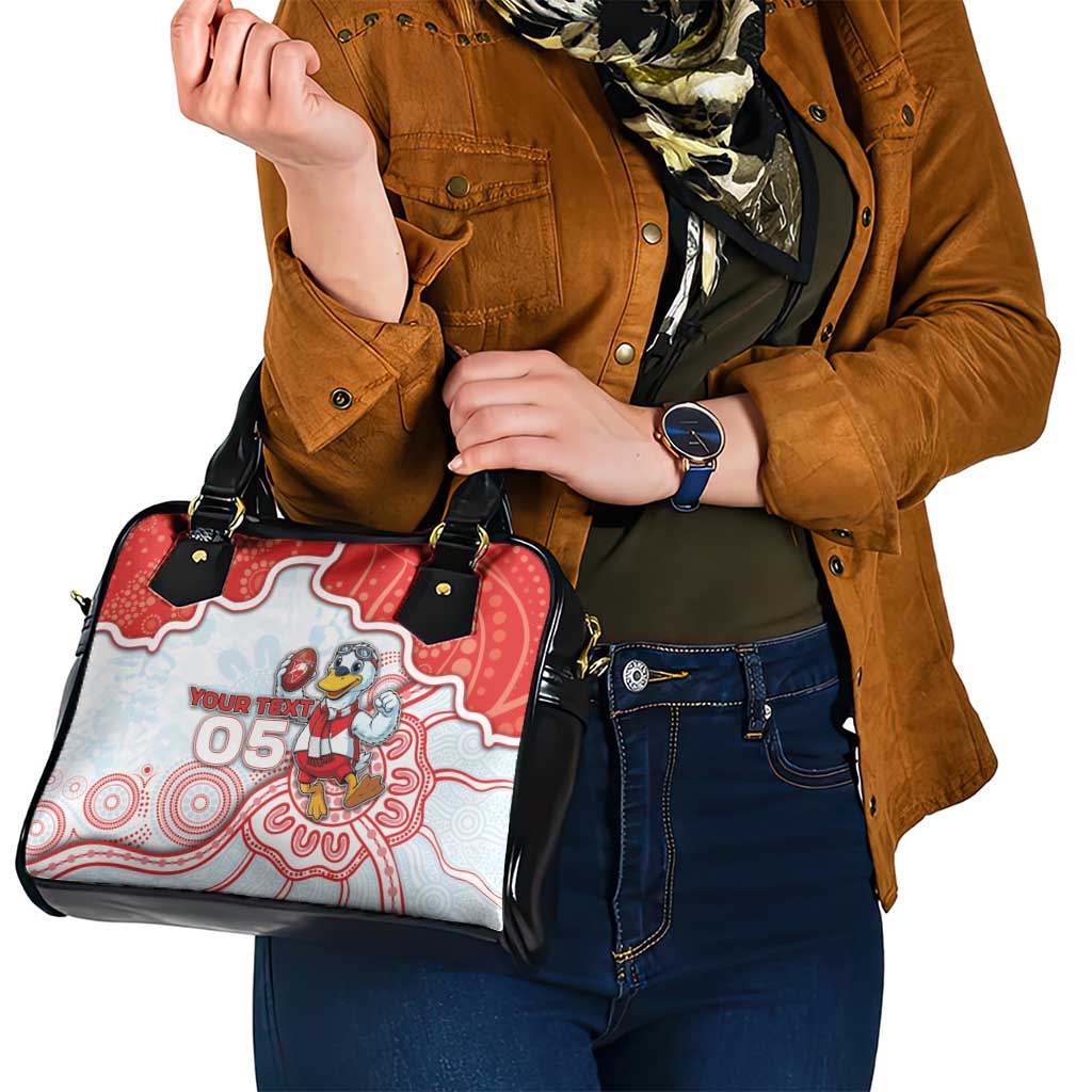 Custom Swans Football Shoulder Handbag Aboriginal Dot Art Pattern