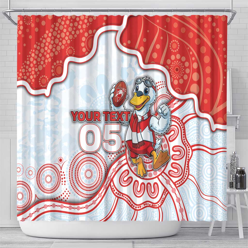 Custom Swans Football Shower Curtain Aboriginal Dot Art Pattern