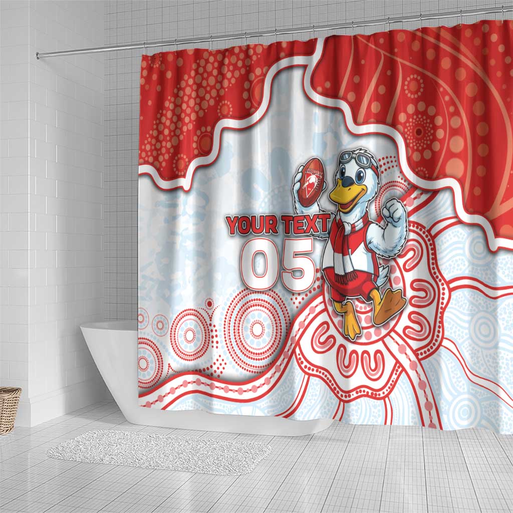 Custom Swans Football Shower Curtain Aboriginal Dot Art Pattern
