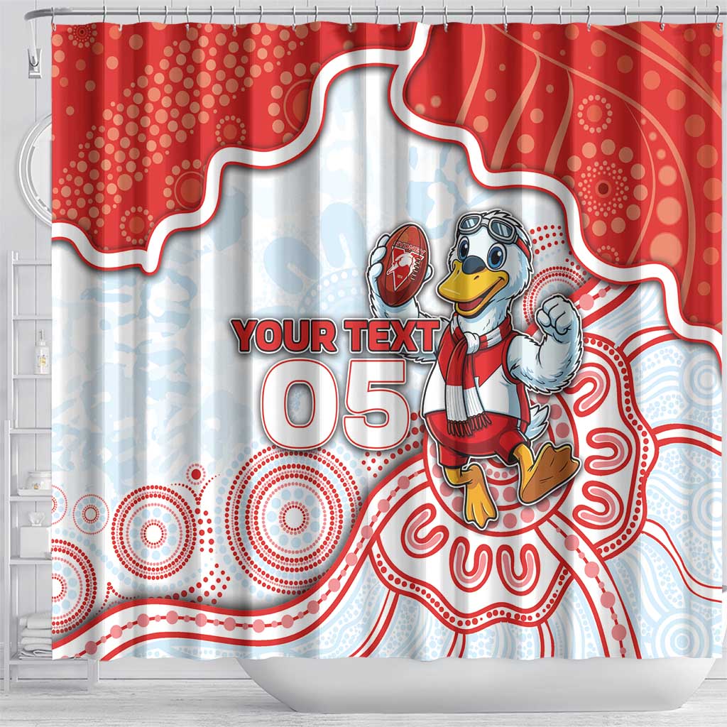 Custom Swans Football Shower Curtain Aboriginal Dot Art Pattern