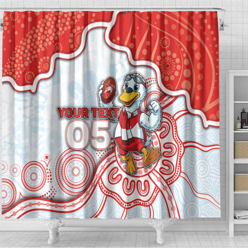 Custom Swans Football Shower Curtain Aboriginal Dot Art Pattern