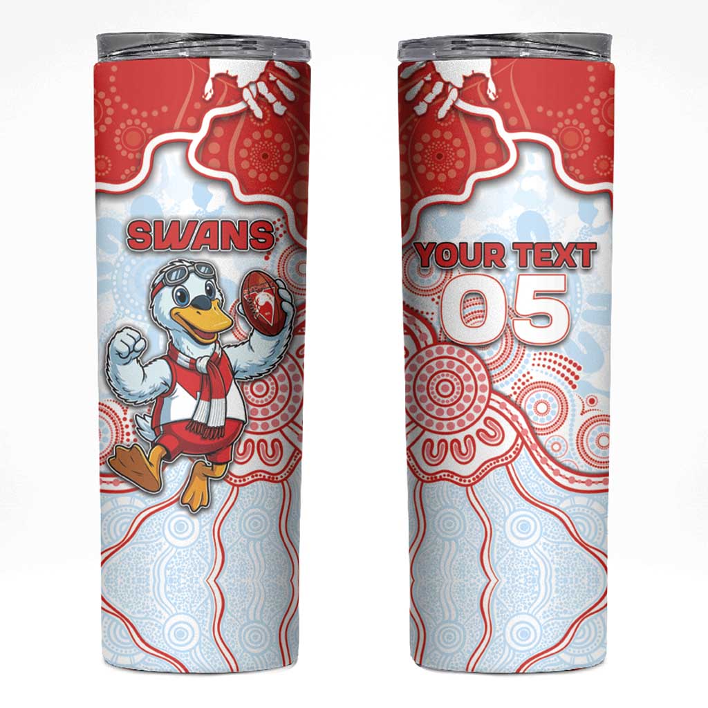 Custom Swans Football Skinny Tumbler Aboriginal Dot Art Pattern