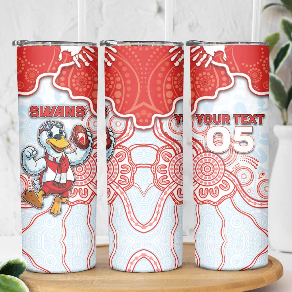 Custom Swans Football Skinny Tumbler Aboriginal Dot Art Pattern