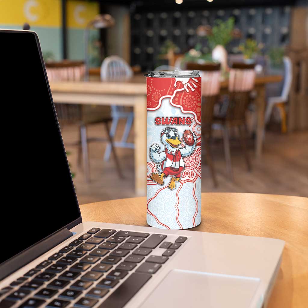 Custom Swans Football Skinny Tumbler Aboriginal Dot Art Pattern