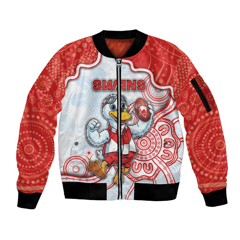 Custom Swans Football Sleeve Zip Bomber Jacket Aboriginal Dot Art Pattern