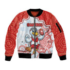 Custom Swans Football Sleeve Zip Bomber Jacket Aboriginal Dot Art Pattern