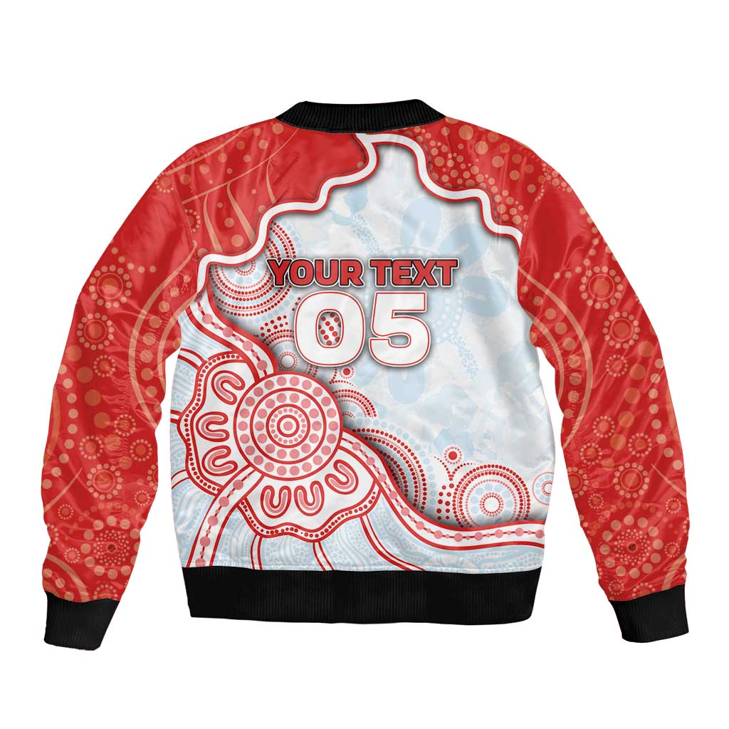 Custom Swans Football Sleeve Zip Bomber Jacket Aboriginal Dot Art Pattern
