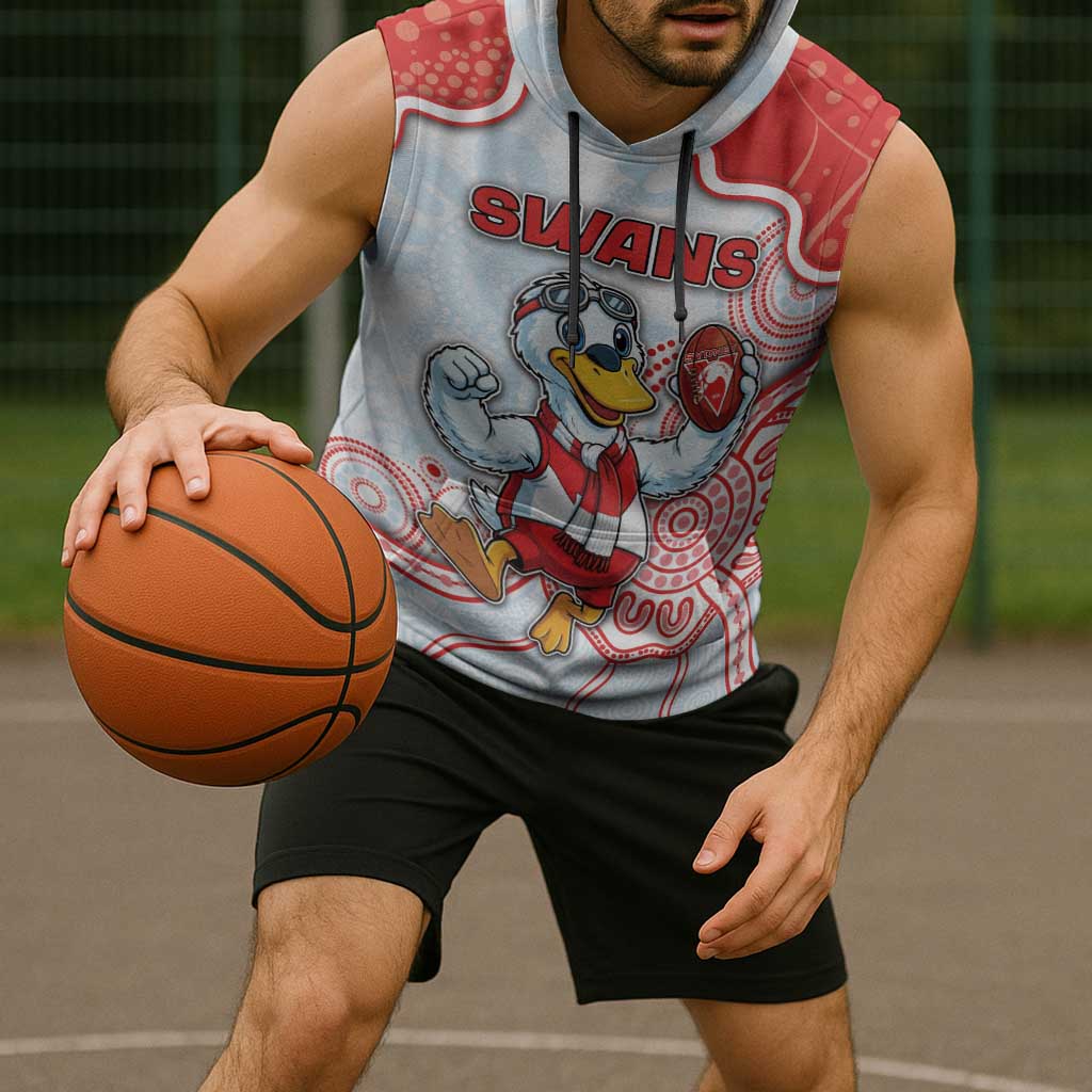 Custom Swans Football Sleeveless Hoodie Aboriginal Dot Art Pattern