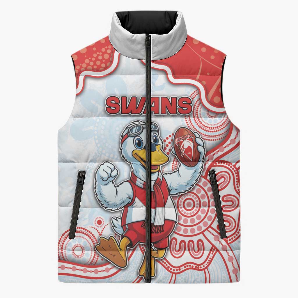 Custom Swans Football Sleeveless Puffer Jacket Aboriginal Dot Art Pattern