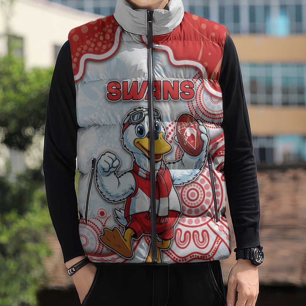 Custom Swans Football Sleeveless Puffer Jacket Aboriginal Dot Art Pattern