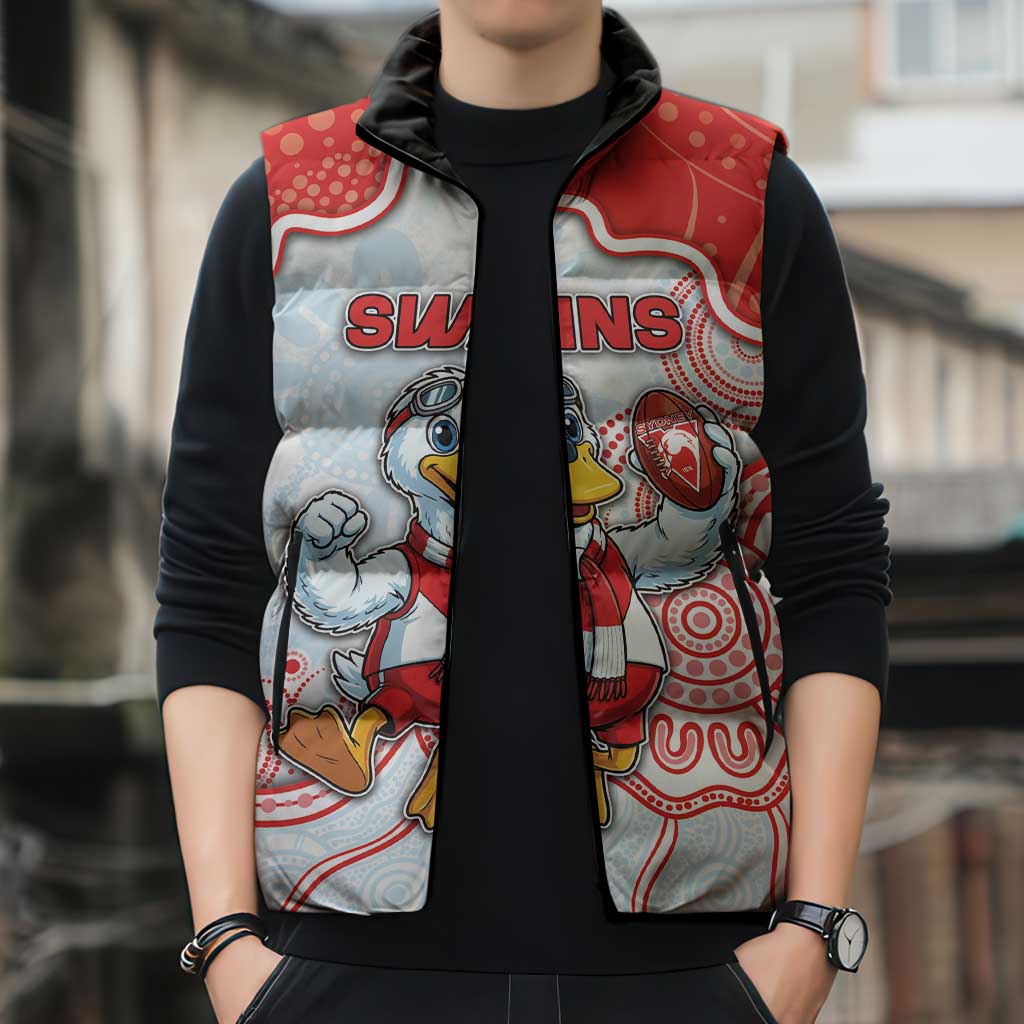 Custom Swans Football Sleeveless Puffer Jacket Aboriginal Dot Art Pattern