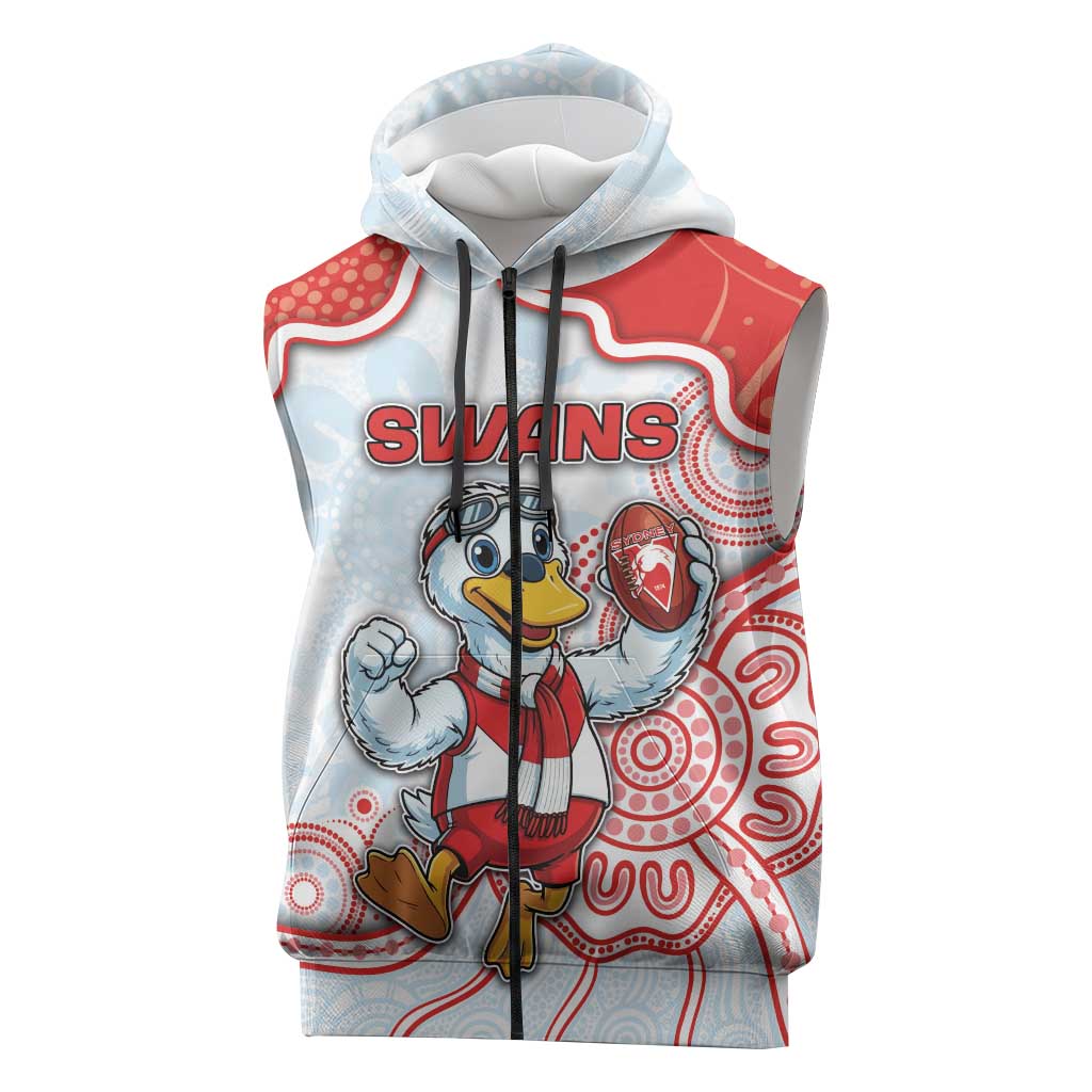 Custom Swans Football Sleeveless Zip Hoodie Aboriginal Dot Art Pattern