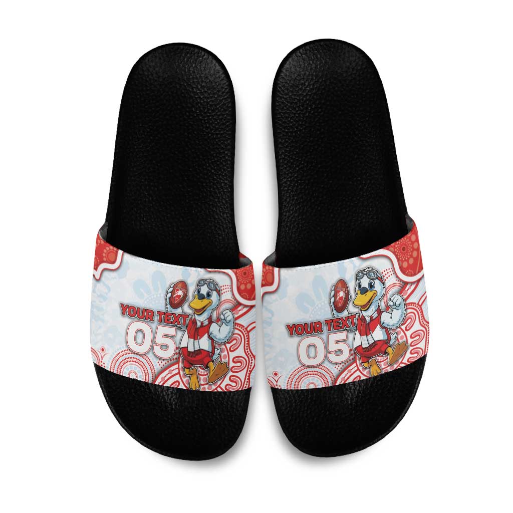 Custom Swans Football Slide Sandals Aboriginal Dot Art Pattern