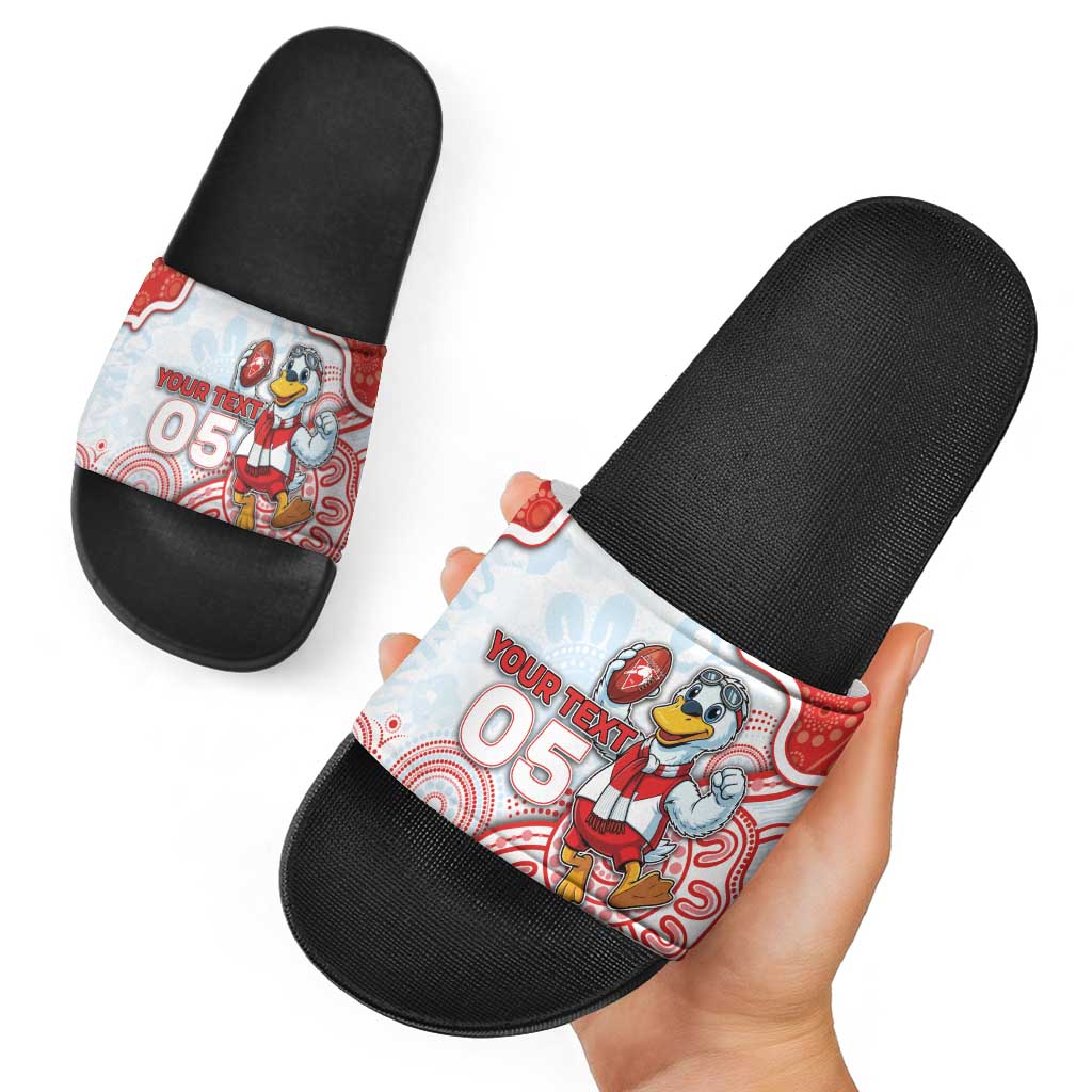 Custom Swans Football Slide Sandals Aboriginal Dot Art Pattern