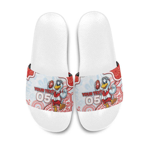 Custom Swans Football Slide Sandals Aboriginal Dot Art Pattern