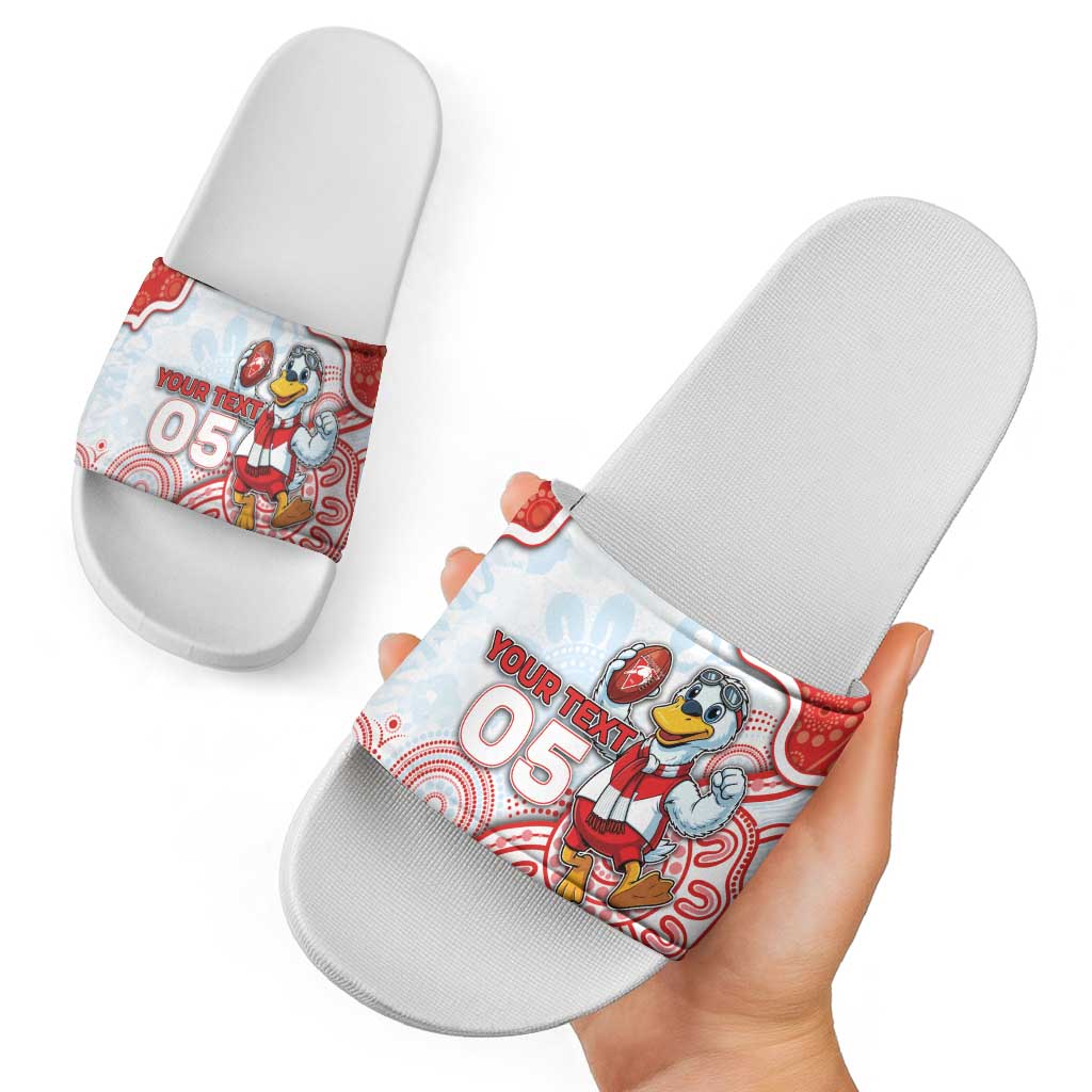 Custom Swans Football Slide Sandals Aboriginal Dot Art Pattern