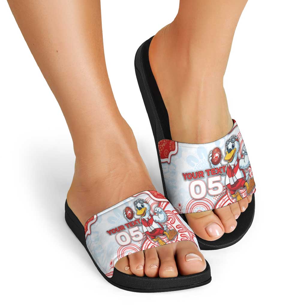 Custom Swans Football Slide Sandals Aboriginal Dot Art Pattern