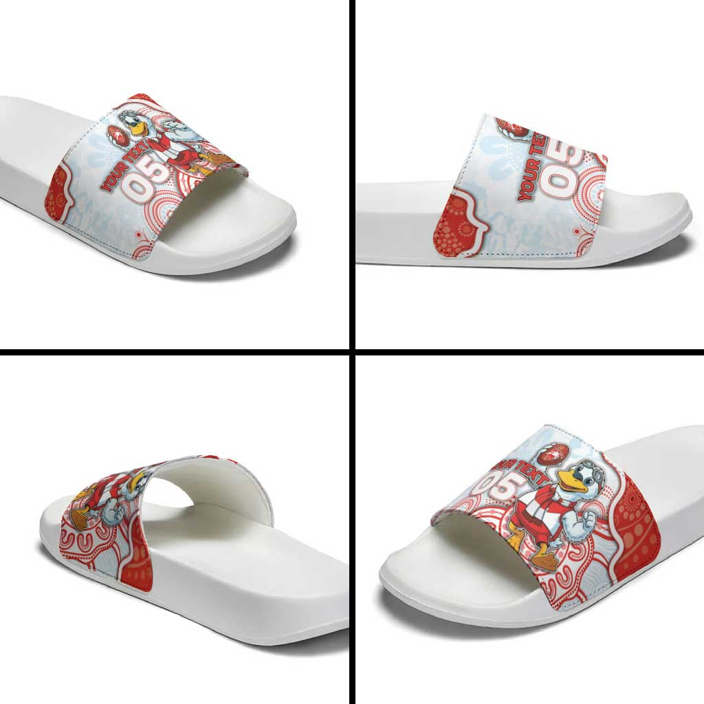 Custom Swans Football Slide Sandals Aboriginal Dot Art Pattern