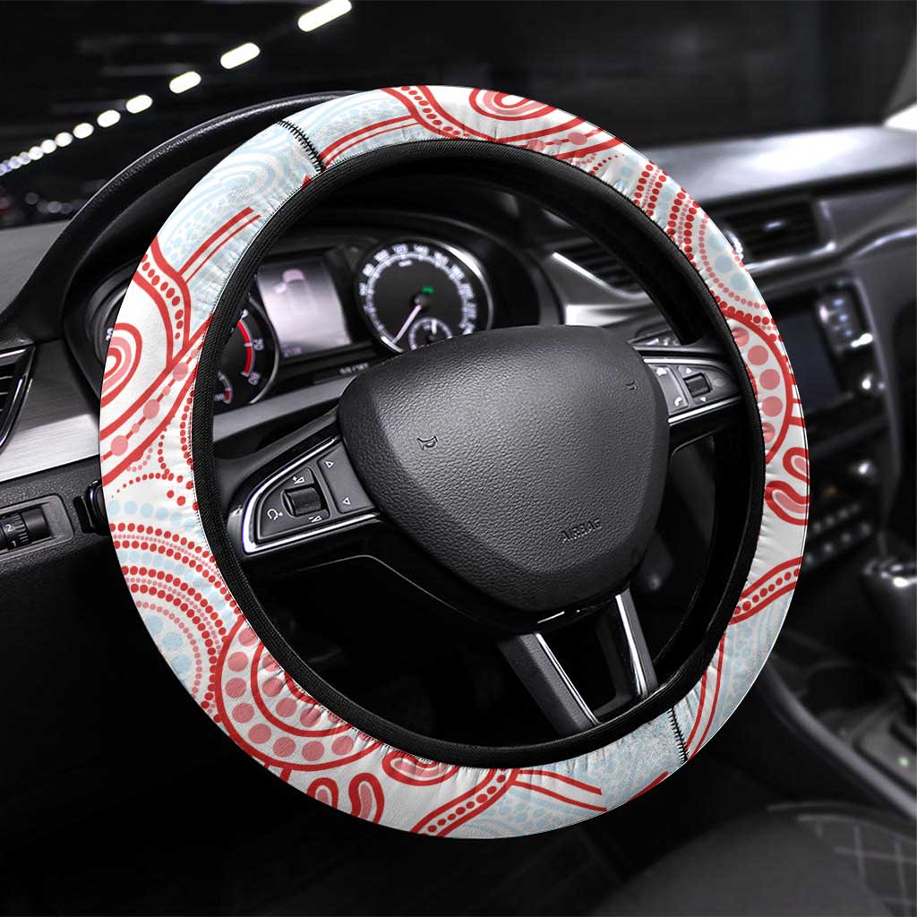 Swans Football Steering Wheel Cover Aboriginal Dot Art Pattern