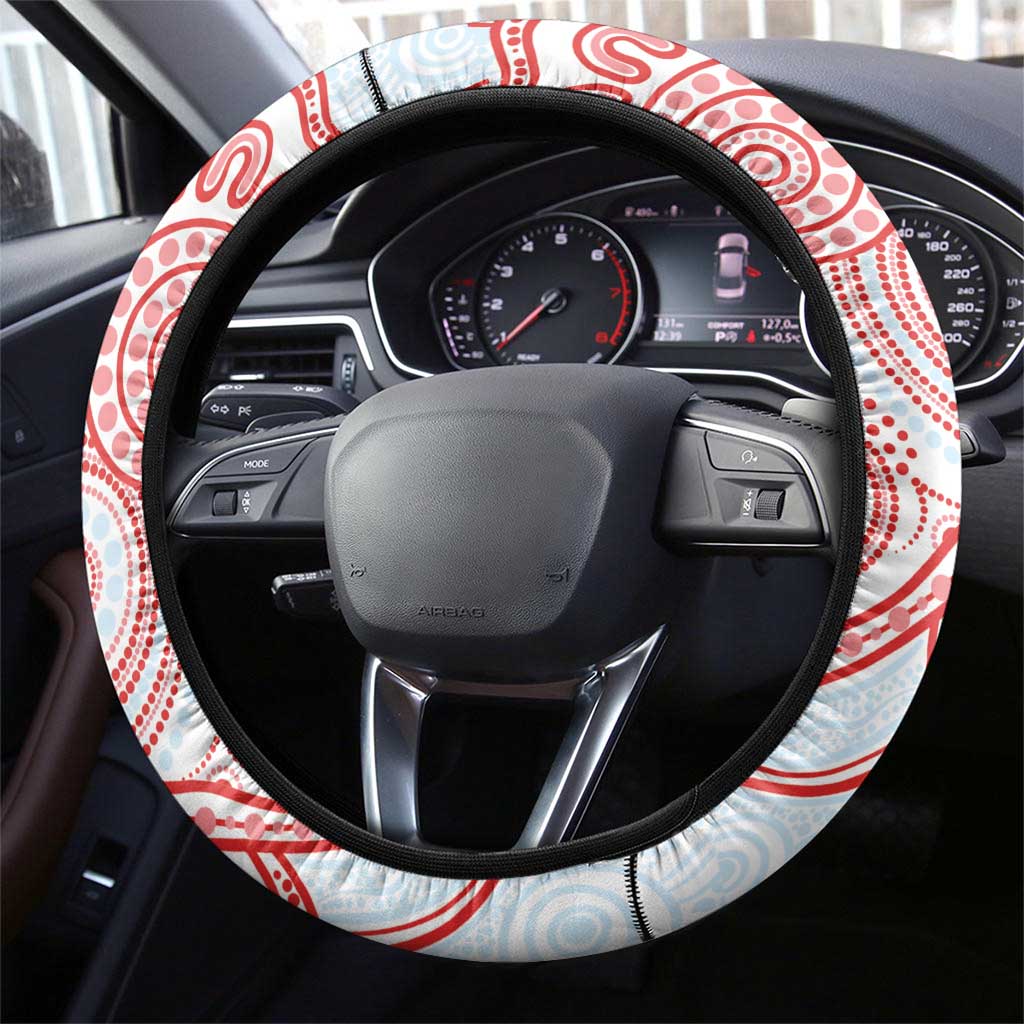 Swans Football Steering Wheel Cover Aboriginal Dot Art Pattern