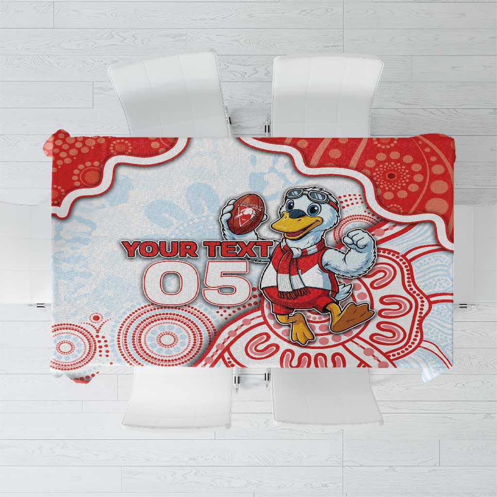 Custom Swans Football Tablecloth Aboriginal Dot Art Pattern