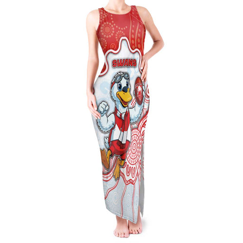 Custom Swans Football Tank Maxi Dress Aboriginal Dot Art Pattern